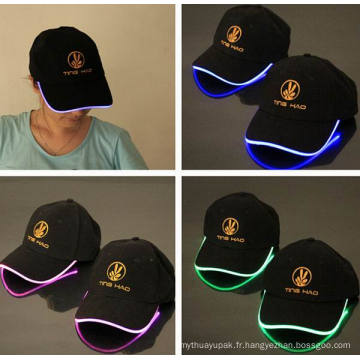 Chapeaux faits sur commande de base-ball de broderie de panneau du coton 6 LED